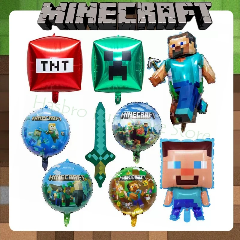 بلدي العالم الجديد ماين كرافت 0-9 سنة بالون رقمي بكسل رجل روبلوس لعبة ستيف الماس السيف لعبة الطرف الديكور الاطفال هدية #1