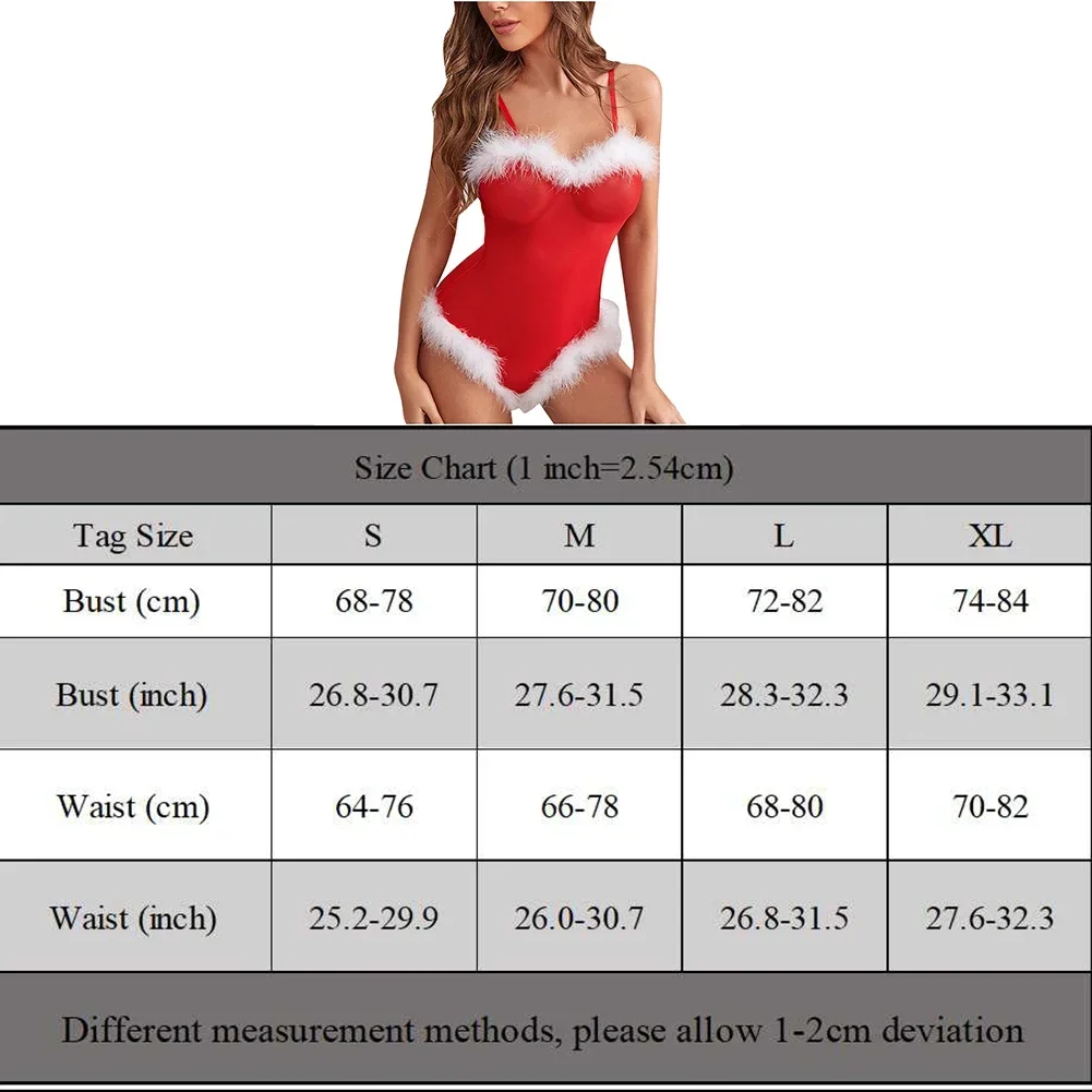 Erotic Christmas Tulle Sexy Jumpsuit Women's Wool Patchwork Bodysuit Cosplay Underwear