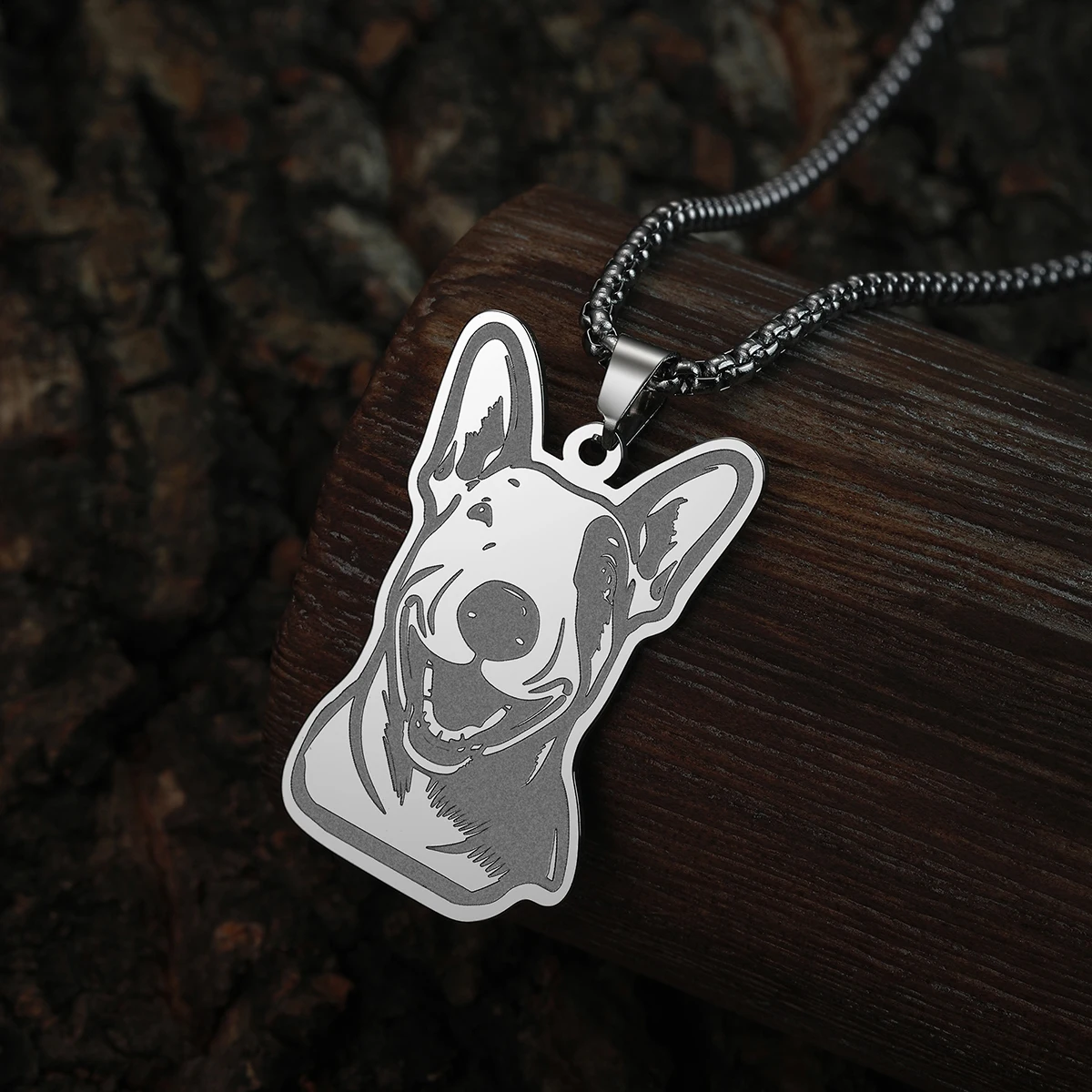 QIMING Simple Bull Terrier Dog Stainless Steel Necklace Statement Jewelry Animal Dog Pet Lover Pendant Necklace