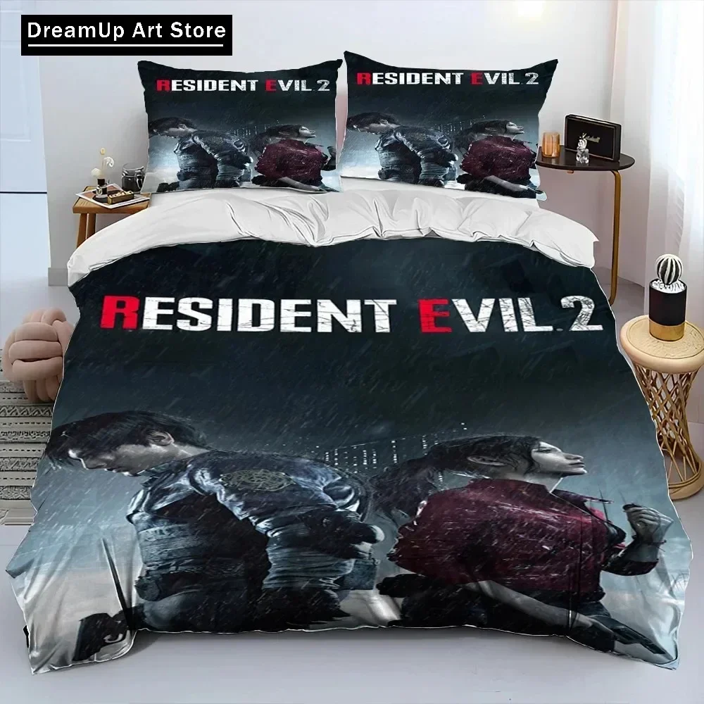 3D R-Resident Evil Games Gamer Comforter Bedding Set,Duvet Cover Bed Set Quilt Cover Pillowcase,king Queen Size Bedding Set Boys