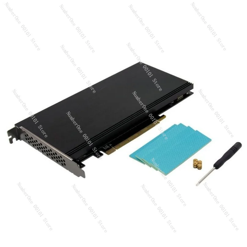 Drive-free PCI-E3.0 X16 to 4-port M.2 NVMe SSD server-level multi-function expansion card PLX8747
