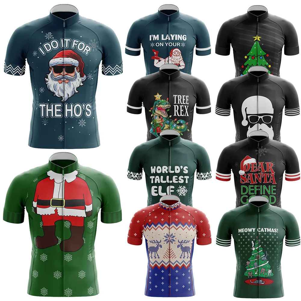 

Рождественский велосипедный трикотаж для мужчин, дышащие шорты с нагрудником с короткими рукавами, прочная гелевая подушечка 20D, одежда для горного велосипеда, MTB