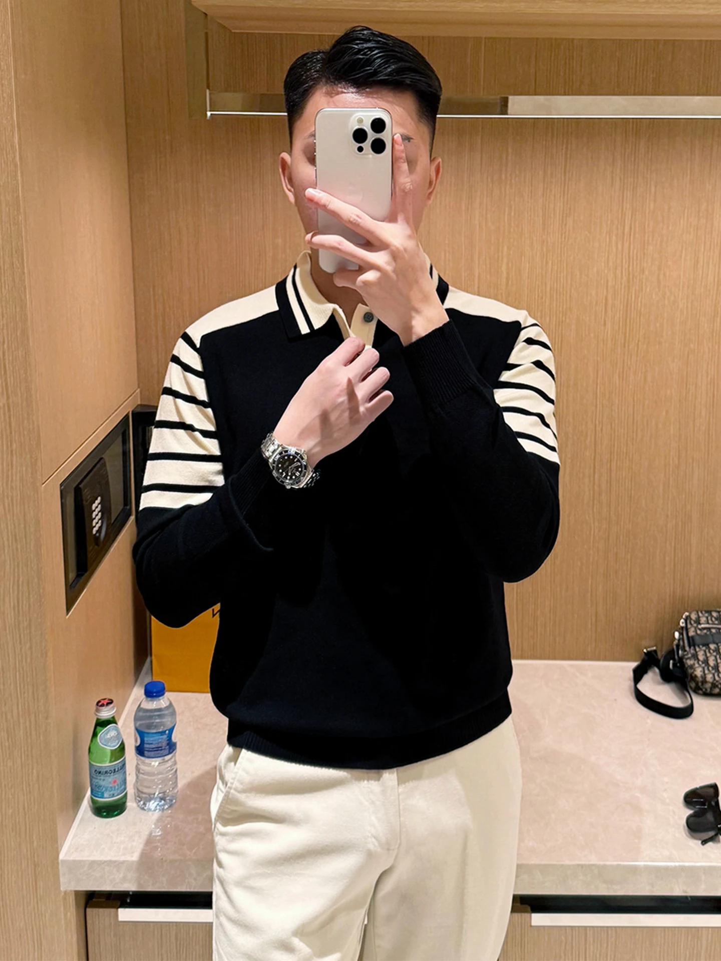 

Мужская трикотажная рубашка Briti Sle Slim Fit в стиле ретро, с отложным воротником, цветными блоками, молодежный дизайн, смесовая ткань из полиэстера