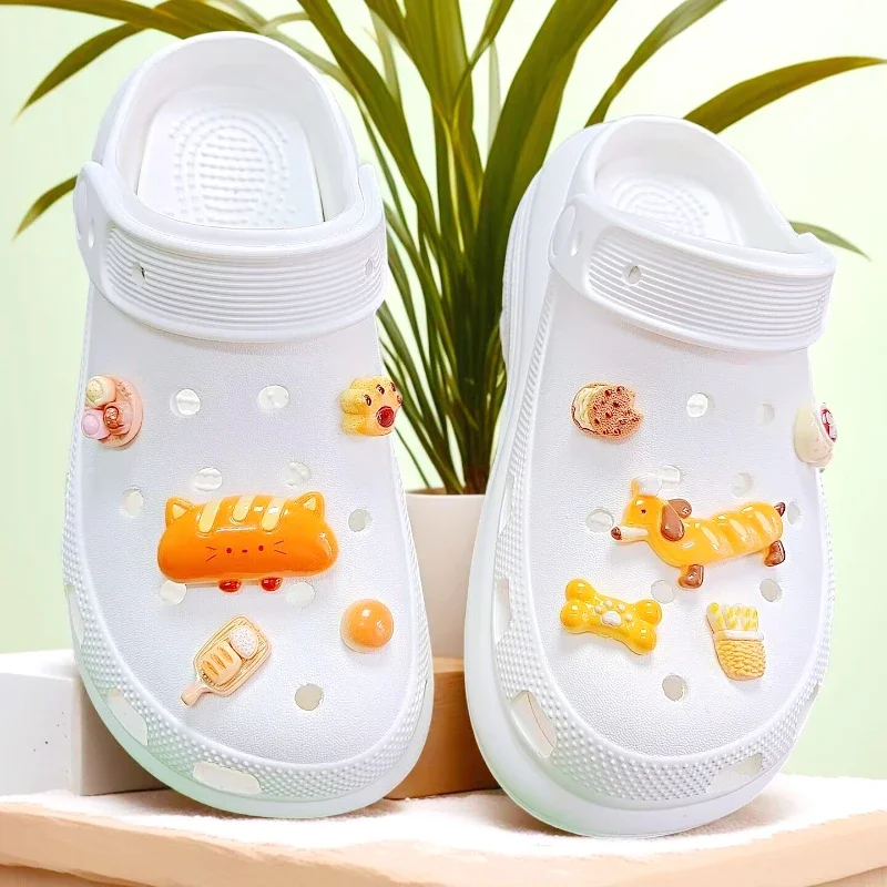 10PCS Cute Cat & Sausage Dog Shoe Charms DIY Cartoon Handmade Garden Shoe Decorations for Girls Quality Designer Charms Gift