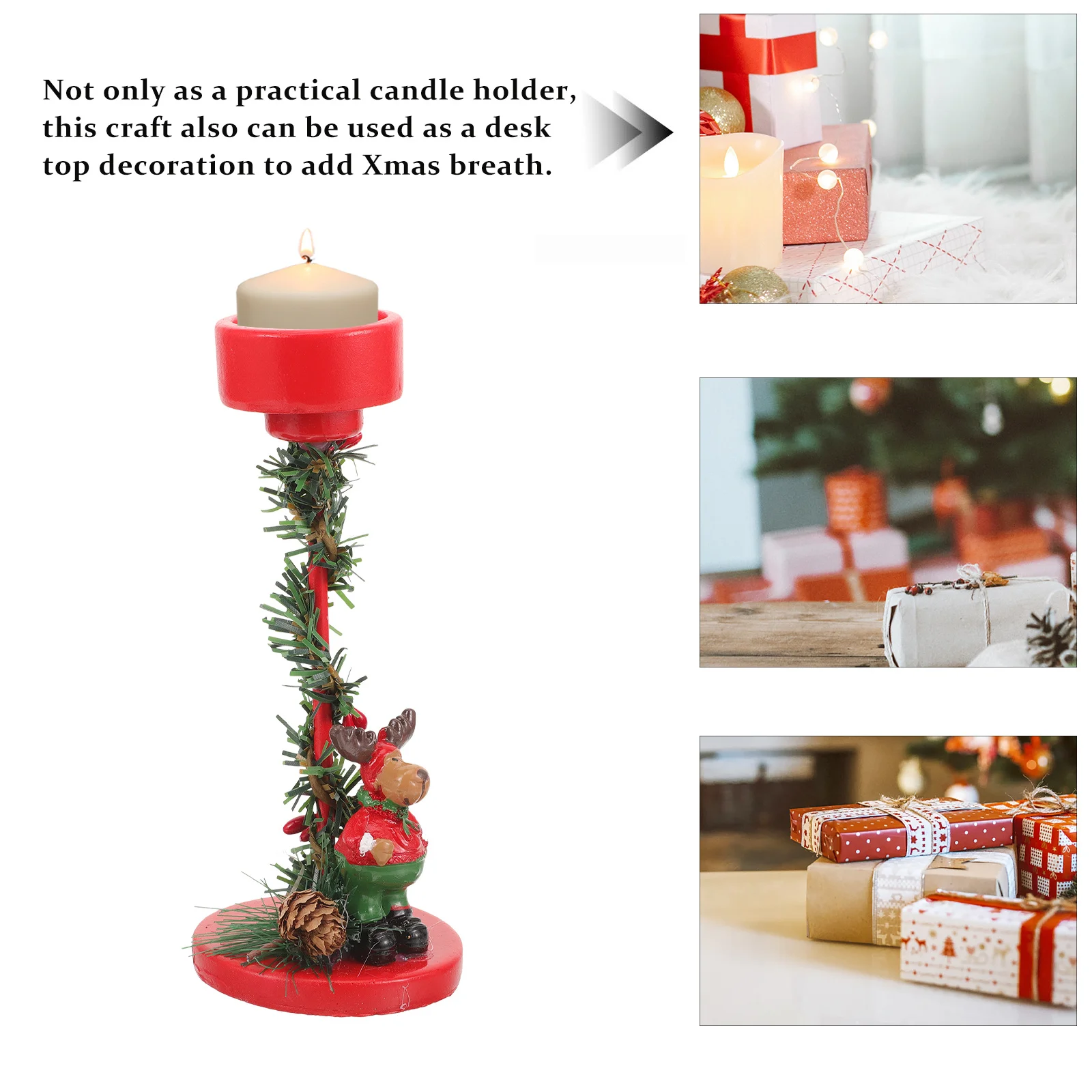 

Cute Cartoon Deer Holder Festive Xmas Style Tabletop Adornment for Holiday Parties Home Decor Accessory