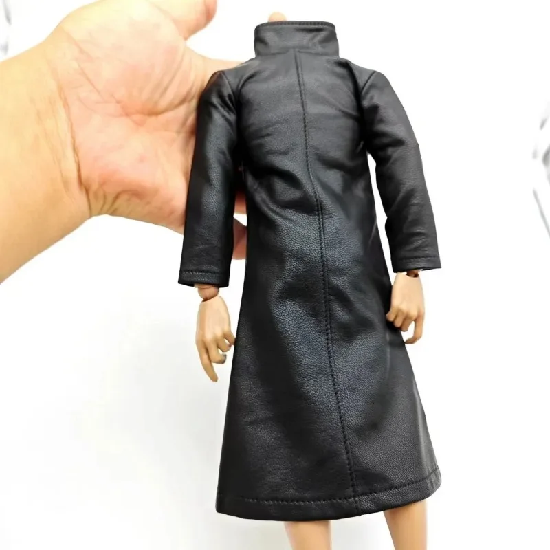 1/6 escala soldado negro suave Pu cuero rompevientos abrigo largo ropa modelo para 12 "cuerpo estrecho figura de acción muñeca Juguetes