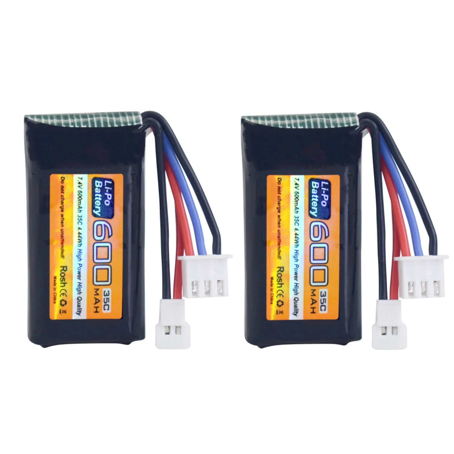 2PCS 7.4V 600mAh 35C 2S Lipo Battery With Molex Plug For FMS FCX24 RC Cars, Remote Control Electric Climbing Vehicle