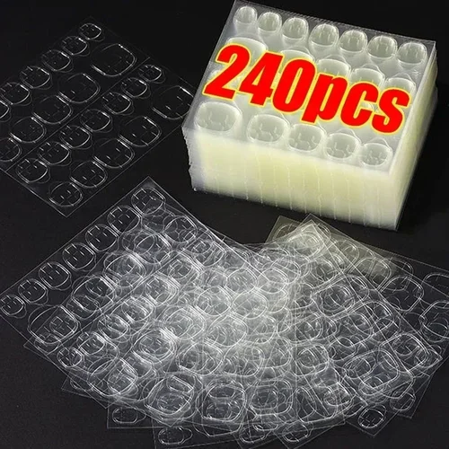 Paquete de 10 pegatinas transparentes para puntas de uñas de gelatina, pegamento para uñas de Gel de doble cara para presionar en las uñas, calcomanía autoadhesiva para manicura falsa