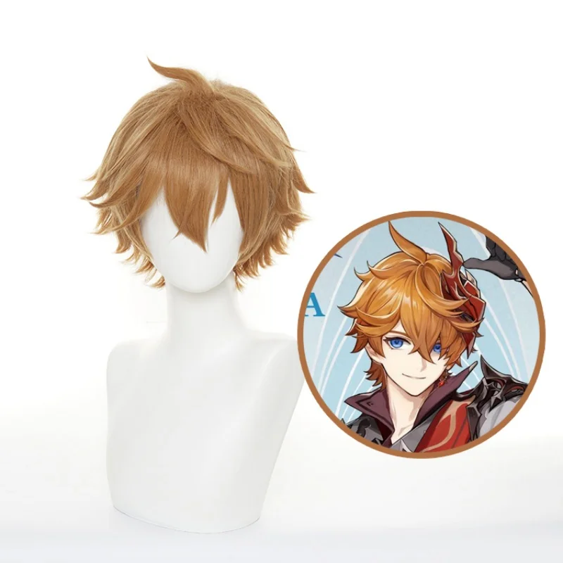 

Tartaglia Childe Wig Game Genshin Impact Cosplay Tartaglia Orange Heat Resistant Synthetic Hair Pelucas Anime Costume Play Wig