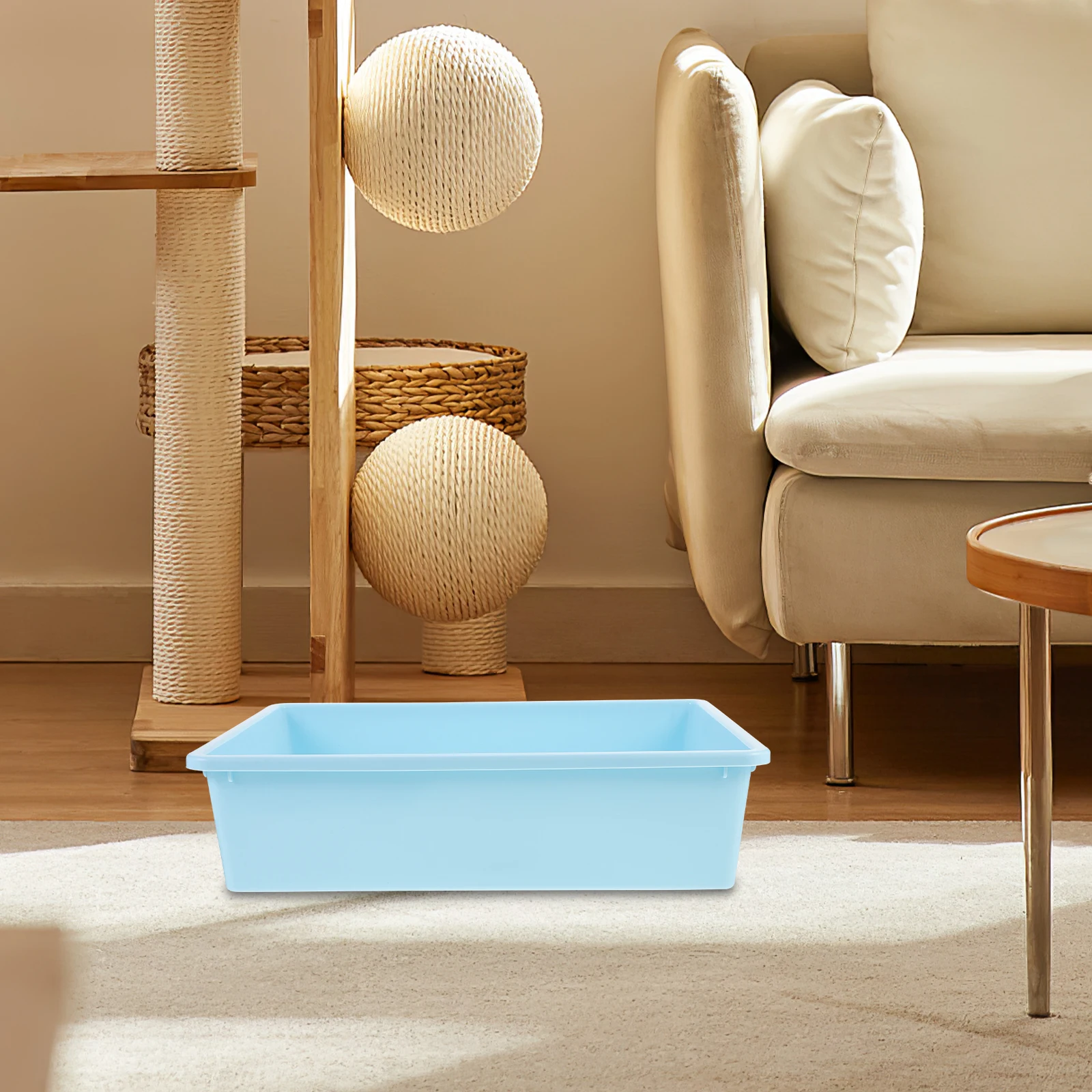 

1 Set Large Capacity Cat Durable Pp Material Low Entry Portable Pet Toilet For Kitten Scoop Included Sturdy Litter Box For Cats