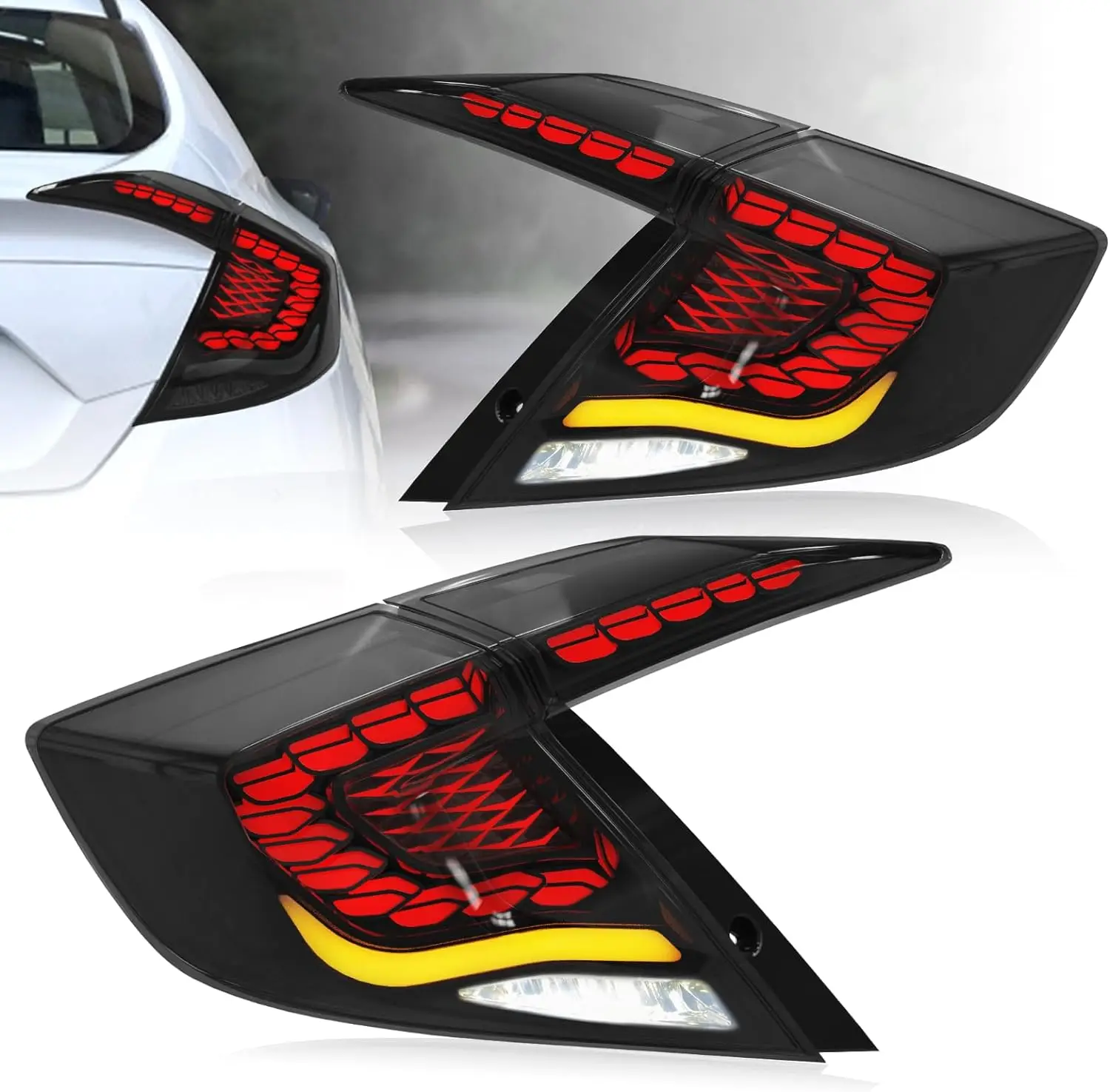 

LED Tail Lights for Honda Civic 2016-2021 10th Gen Start Up Dynamic Animation Rear Lamps Assembly DRL Models Rear Lamp