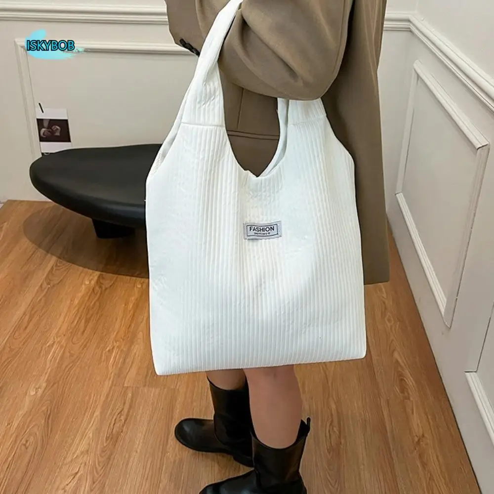

Simple Solid Color Hand-held Tote Bag Large Capacity Kroean Style Shoulder Bag Square Shopping Bag Women's Handbag Women