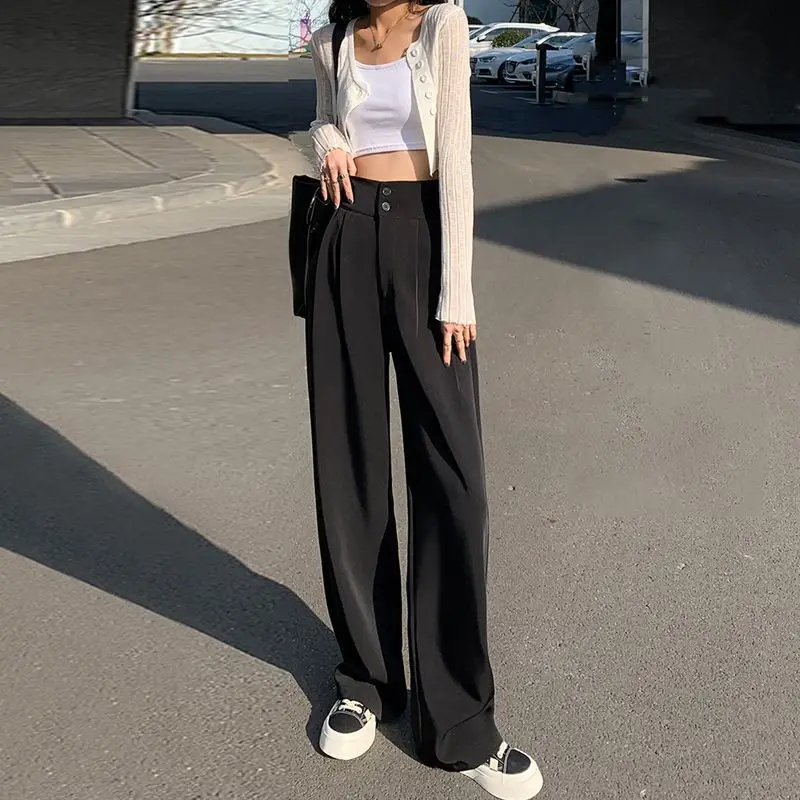 

Spring and Summer Y2k Pants Streetwear Women Wide Female High Waist Straight Leg Suit Droozing Leisure Narrow Version Mop