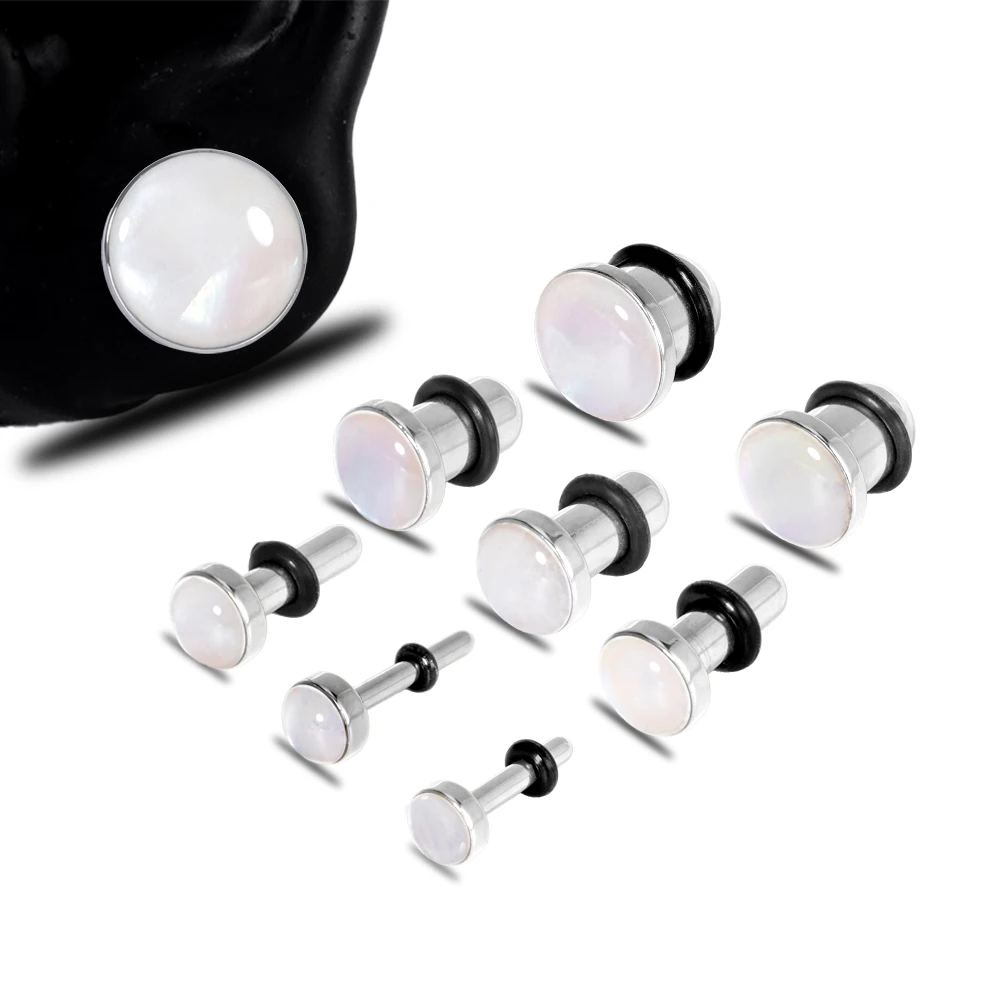 Vankula 2PCS conch Ear Expander Tunnels Plugs Surgical Steel Gauges Body Piercing Women Men Small Sizes Septum Bullet Keeper