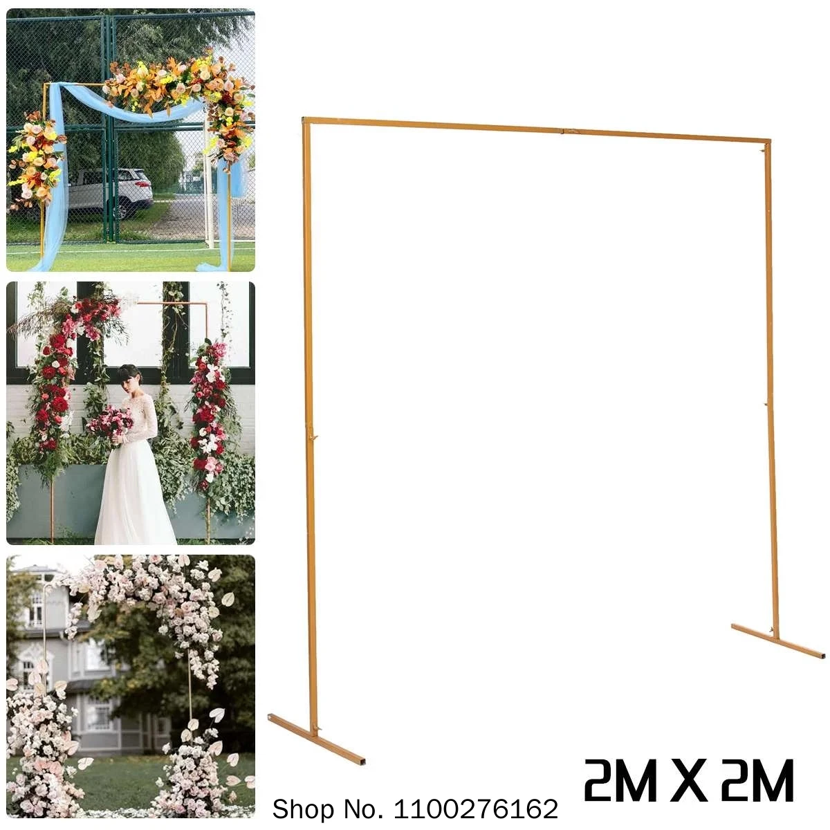 2M X 2M Wedding Stage Background Frame Wrought Iron Decorative Flower Stand Custom Wedding Square Arch Shelf Wedding Decor