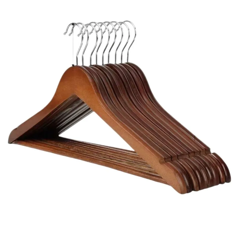 New Durable Wood Hangers Swivel Hook Smooth Wooden Clothes Hangers Space Saving Notches Design Non-Slip Coat Hangers For Shirts