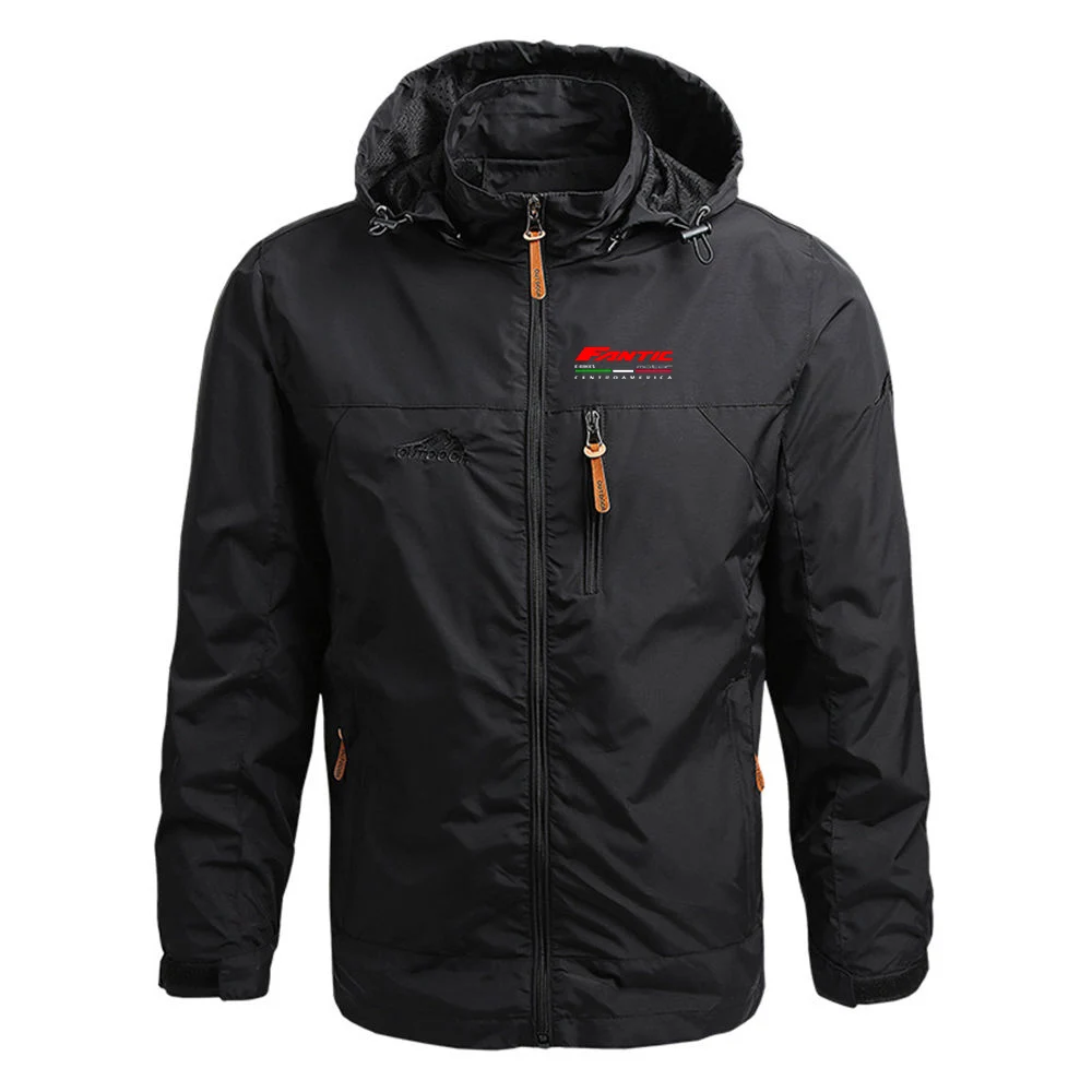 Jaqueta Masculina Fantic Motor com Estampa de Logo, Coleção Primavera/Outono 2026, Moletom com Zíper Duplo, Casaco Esportivo Moderno