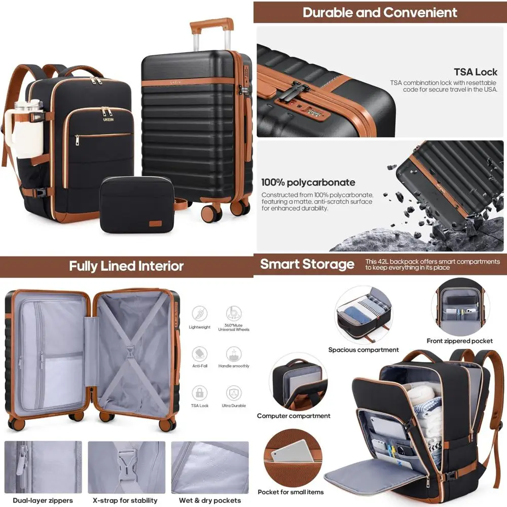 

Набор дорожной ручной клади — 3-х предметный чемодан с вращающимися колесами, с замком, одобренным TSA, прочный и легкий чемодан для