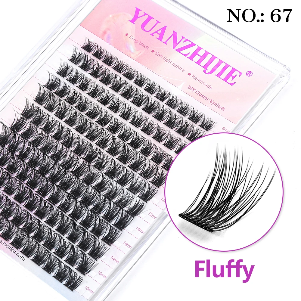 YUANZHIJIE DIY 120 STKS Cluster Wimpers 3D Natuurlijke Bos 8-16mm D Krul Gesegmenteerde Beam Individuele Nertsen getufte Wimper Fijne Lash Tip