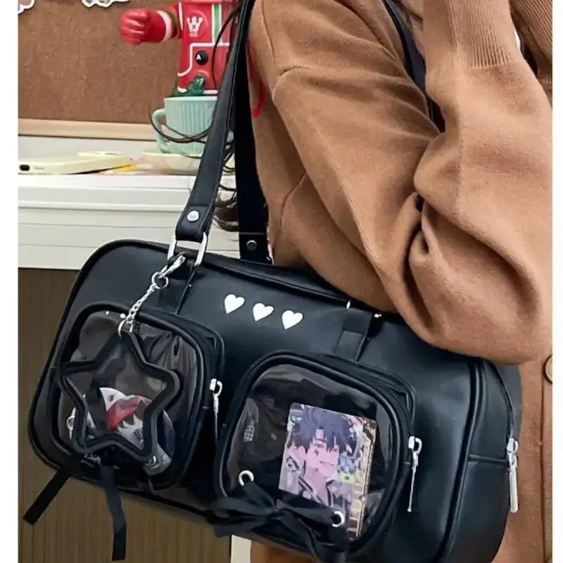 Bloom Transparent Japanese Sier Ita Bag Purse Women Haruku Aesthetic Leather Shoulder Bags Hot Girl Handbag Bolsos De Muje