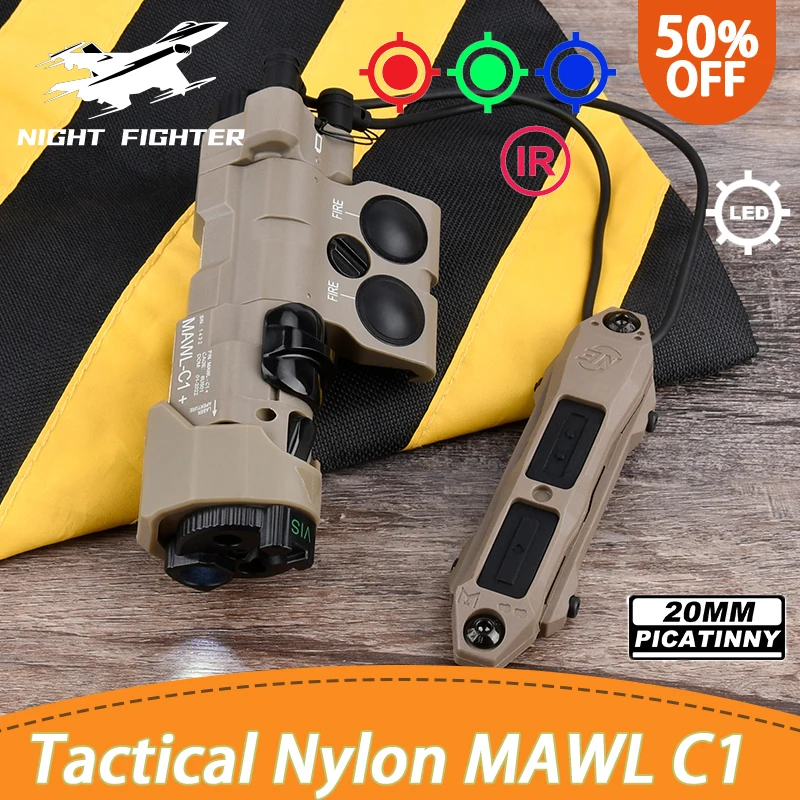 

Airsoft Tactical MAWL-C1 Red Blue Green Dot Laser IR MAWL LED Weapon Light High Power Hunting Flashlight Accesories