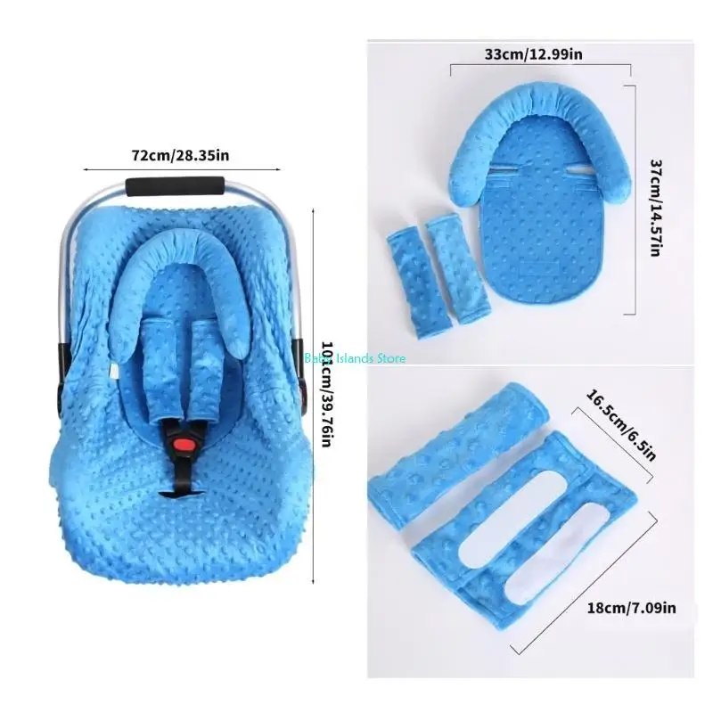 k92d 인체 공학적 베이비 헤드 지원 카시트 용 헤드 레스트 베개 기계 세탁 가능한 어깨 끈 커버 세트가있는 유모차