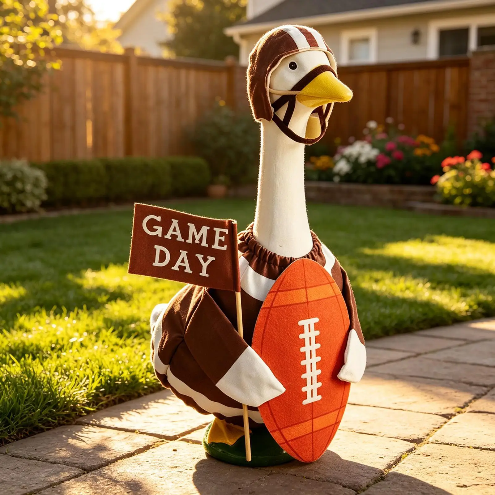 Football Porch Goose Outfit Funny Sports Costume For 23 Inch Lawn Statue, Game Day Yard Decor With Jersey & Helmet view 3
