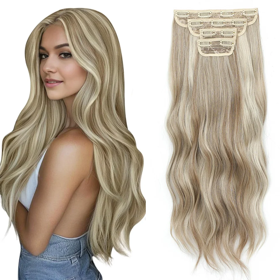 

22 дюйма, 220 г, клипсы, синтетические волосы для наращивания, высокотемпературное волокно, объемная волна, 11 клипс, наращивание волос для ежедневного использования