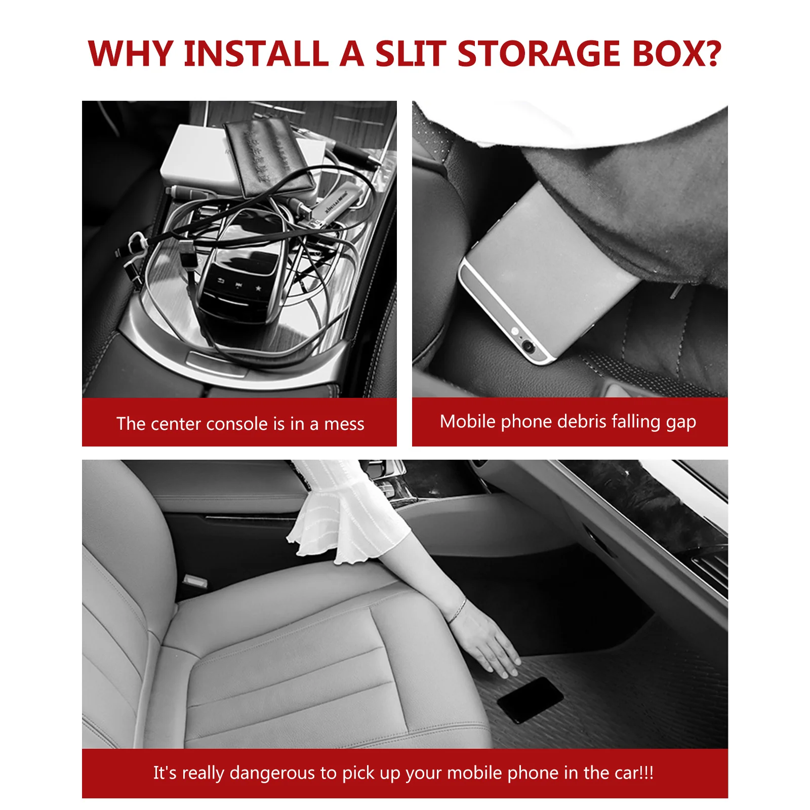 

2Pcs Car Seat Gap Filler Bling Rhinestone Organizer No Tools Required Durable ABS PU Material Storage Box for Phones Keys Coins