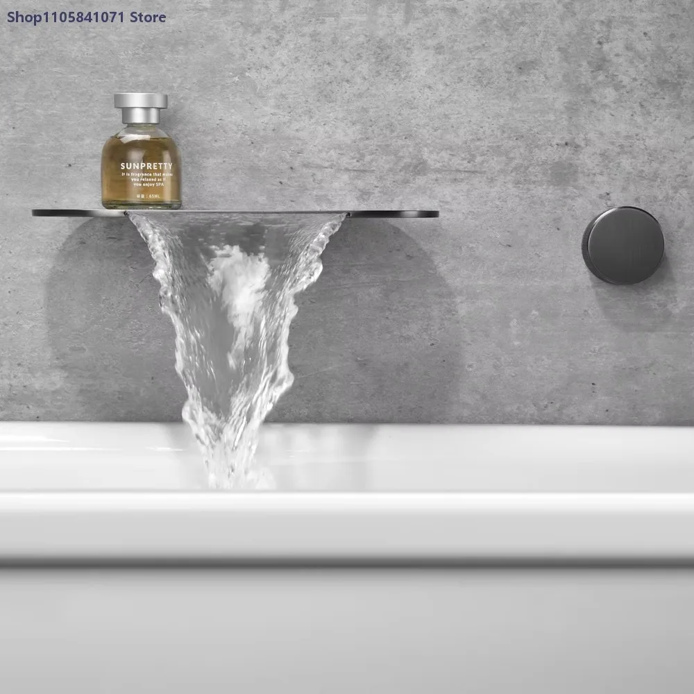 Wall Mounted Basin Faucet Waterfall Cold Hot Mixer Tap Single Handle Solid Brass Bathroom Sink Faucet Modern