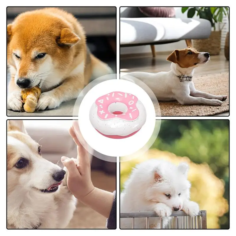 ของเล่นสำหรับลูกสุนัขให้เคี้ยวของเล่นรูปทรงโดนัทมีเสียงดังของเล่นสำหรับสัตว์เลี้ยงที่ทำความสะอาดฟันและยางกัดสำหรับเด็กขนาดกลางขนาดเล็ก