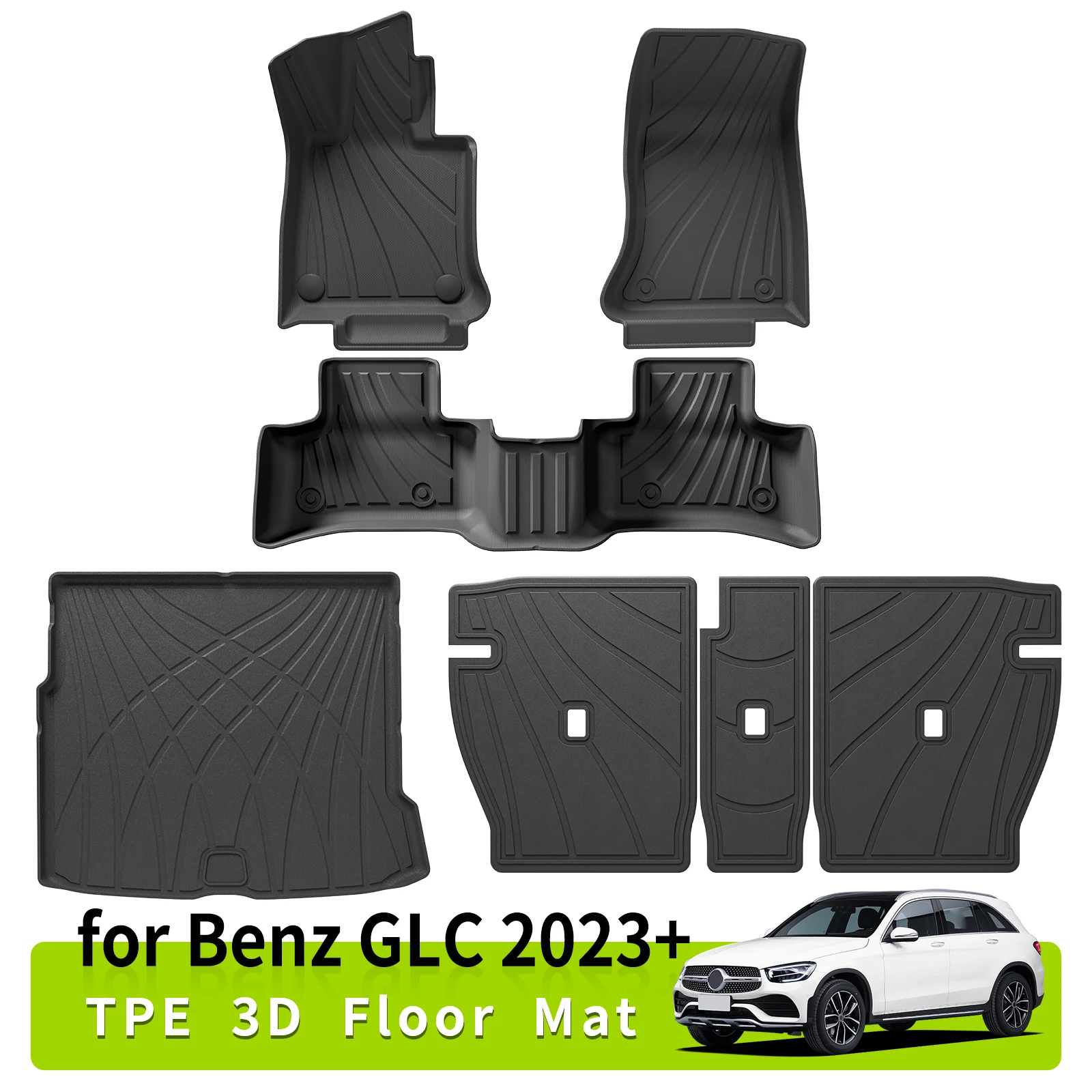 Car Floor Mats Trunk Pad for Benz GLC 2023 2024 Waterproof Anti-Slip Accessories 3D TPE Left Hand Driving