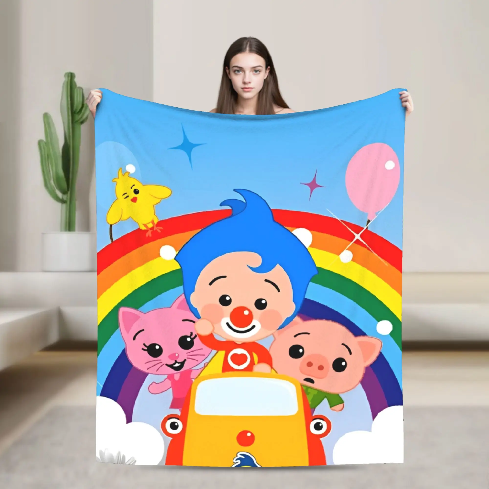 P-Plims Velvet Throw Blanket Clown  Blankets for Sofa Office Lightweight Thin Quilt,