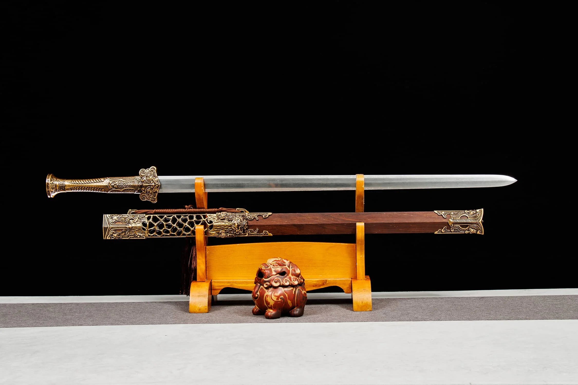 103cm Chinese Qin King Sword Damascus Steel Samurai Sword katana Sharp Weapons Battle Preparation full tang Knight Ninja Kung Fu