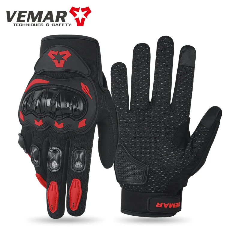 Biker 4 Seasons Full Finger Motorcycle Gloves Anti Slip Anti Fall Touch Screen Breathable Riding Equipment For Men