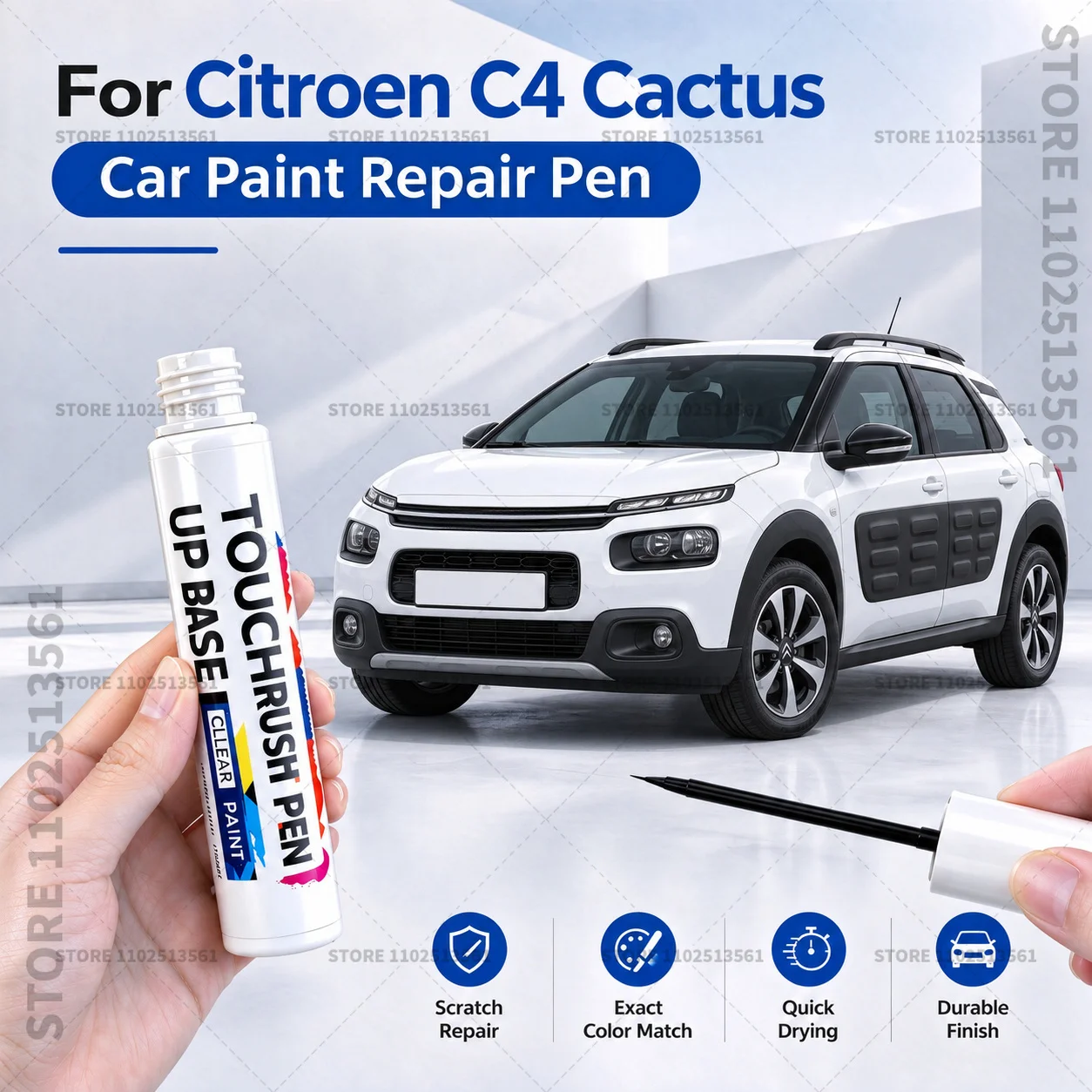 For Citroen C4 Cactus White Car Scratch Remover Paint Pen Touch Up Marker for Auto Body Repair Door Bumper Fender Accessories