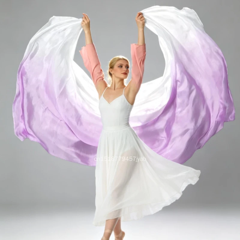 

Индивидуальные шелковые вуали для танца живота, аксессуары для танцев, сценические украшения, ручная работа, окрашенные в градиентных цветах, 100% натуральный шелк, розовые вуали.