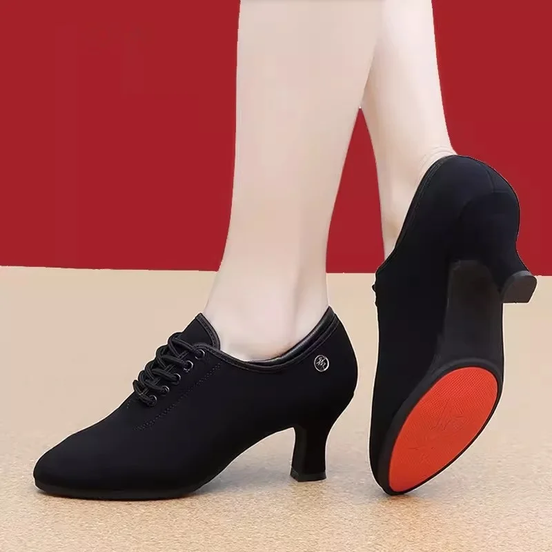 Zapatos de baile latino profesionales Oxford de tacón alto para mujer, zapatillas de baile cuadradas de amistad, tacón fino suave para profesores