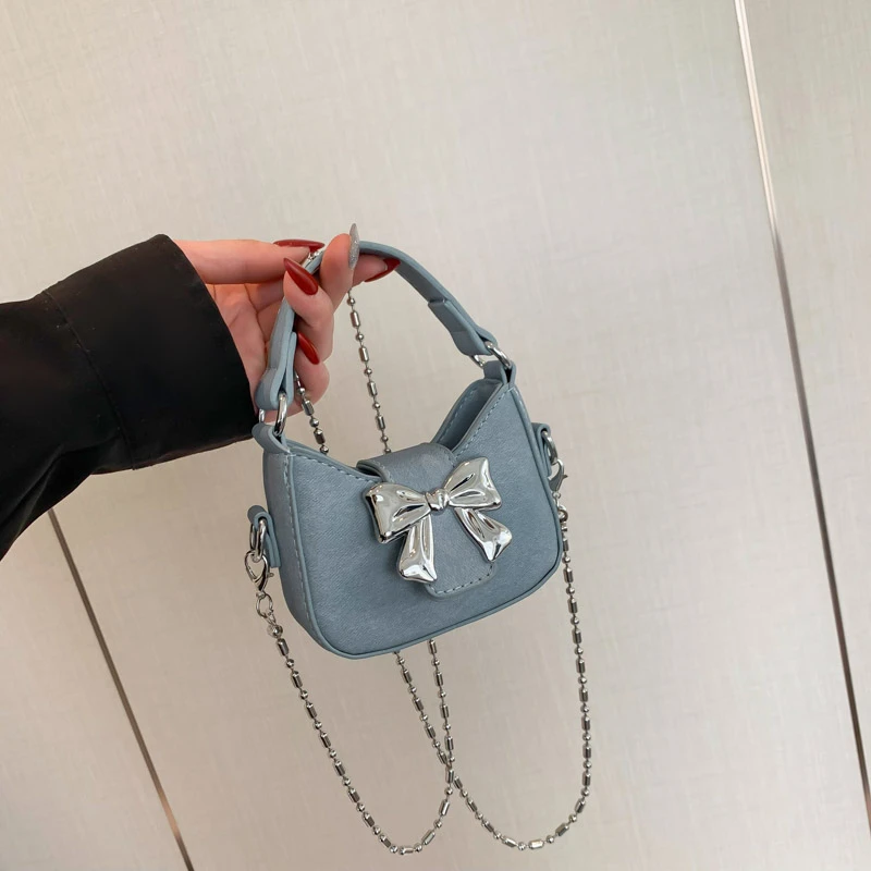 

PU Metal Bow Decorated Flap Hasp Chain Crossbody Bag MINI Jewelry Bag Handbag 2024 Hot Sale Bags for Women Bolsas Femininas