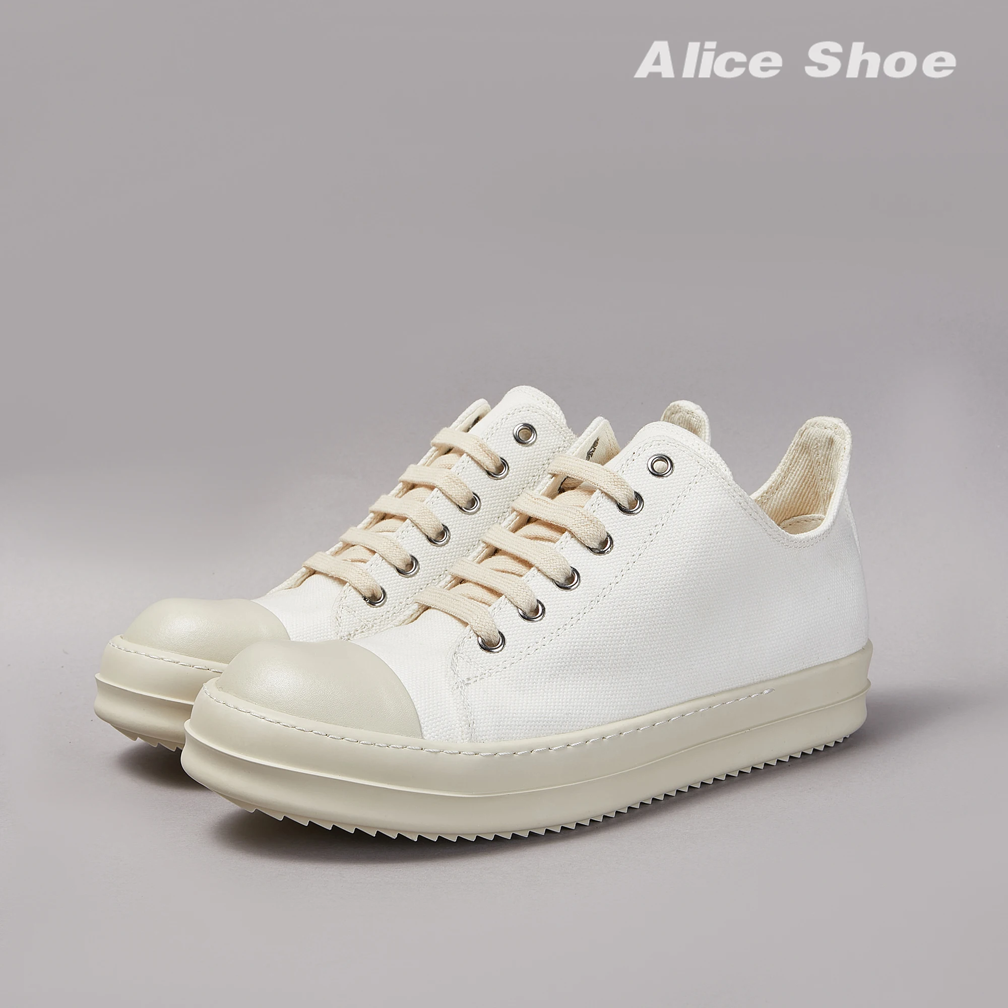 

Ricks Designer Women Sneaker Lace-up Men Shoe Casual Quality White Low Top Canvas Luxury Zip owens Street Platform Trainer