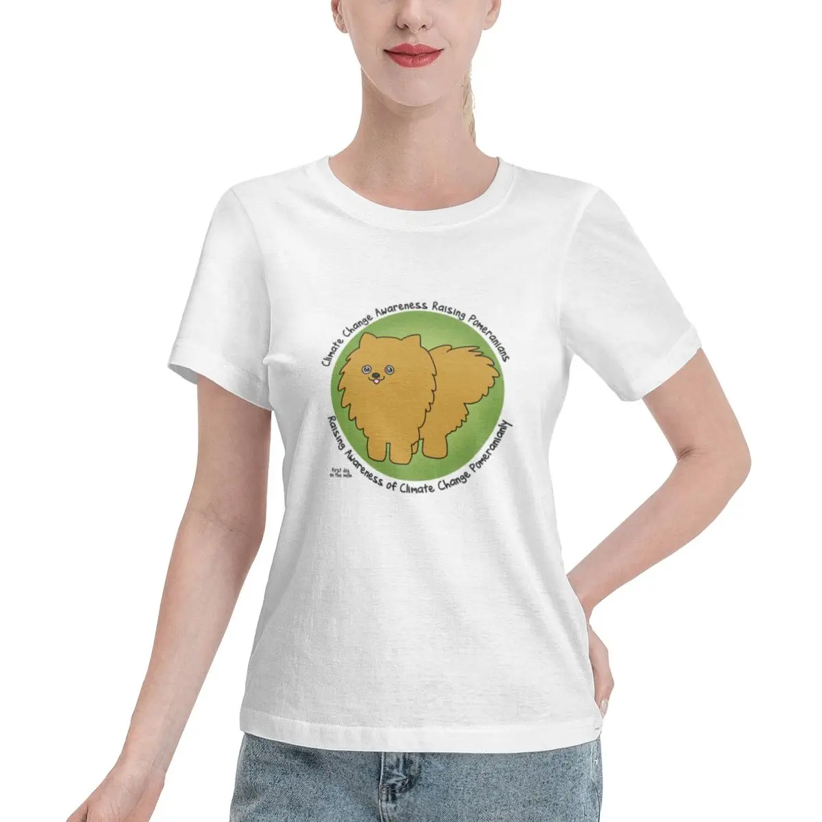 Discount Climate Change Raising Pomeranians Women's T-shirt French Chic All Season T-Shirt