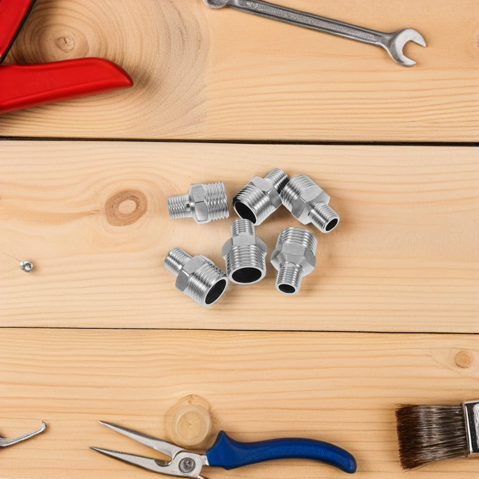 

6pcs Threaded Adapter 12 7mm to 20mm Stainless Steel Male Fittings Pipe Connector Screw Conversion Adapters Hose Faucet