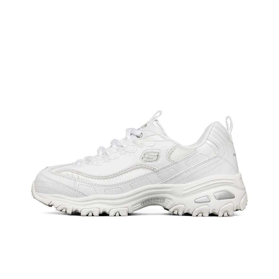 Skechers D'Lites 1.0 Bead Bear Textile, Artificial Leather Cushioning Abrasion Resistant Breathable 149463-WHT