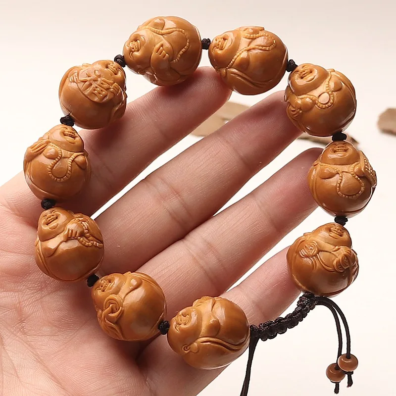 

20Mm Olive Iron Core Eight Bracelet Coated Lucky Bag Maitreya Buddha Beads