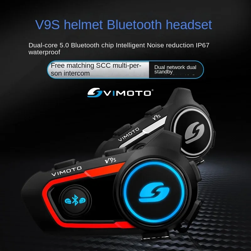 V8S V9S English Version Vimoto Helmet Bluetooth Headset Motorcycle Stereo Headphones for Mobile Phone and GPS 2 Way Radio