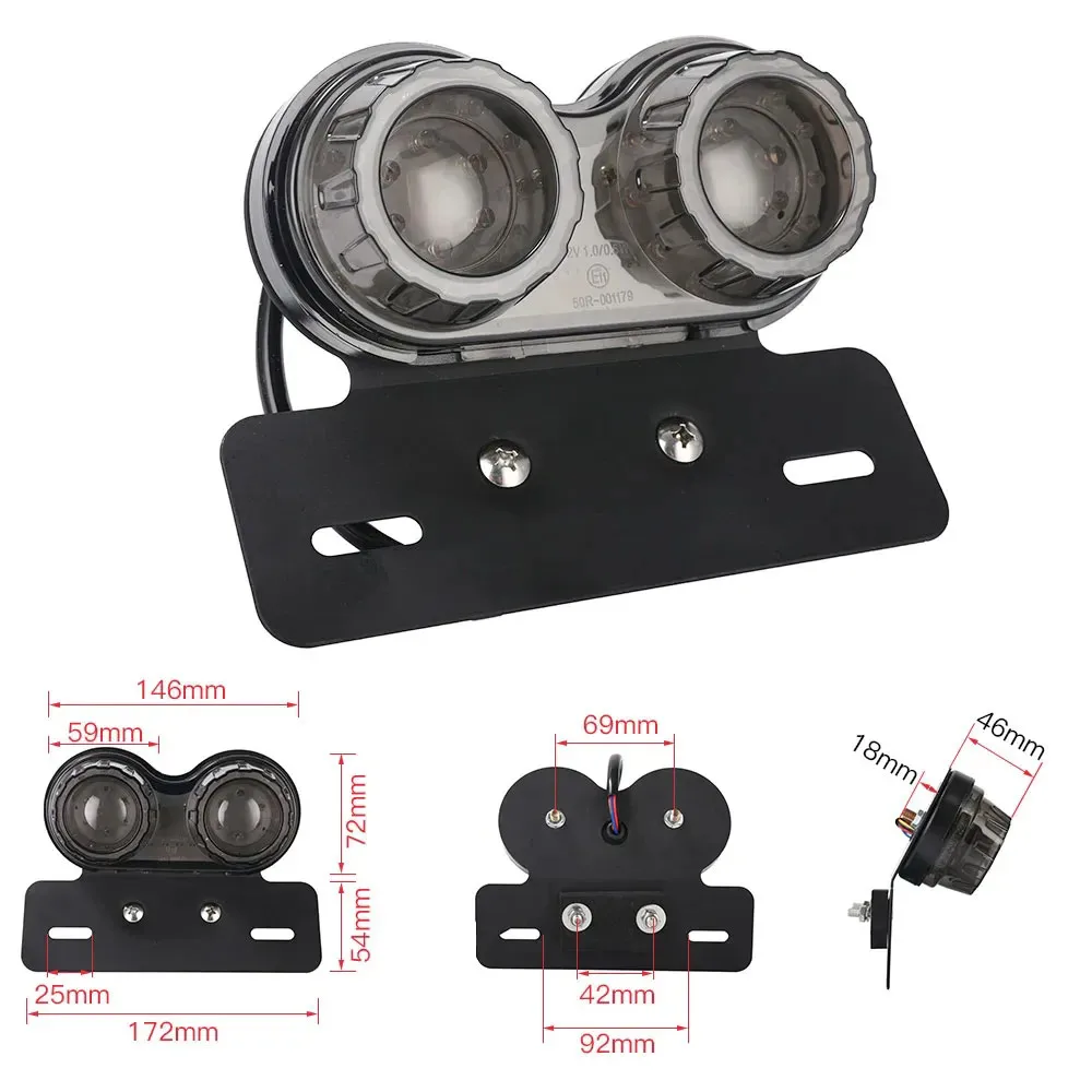 Smoke/Red 12V LED Motorcycle Tail Light Integrated Brake Turn Signal Light with License Plate Bracket For Harley Honda Yamaha image 3