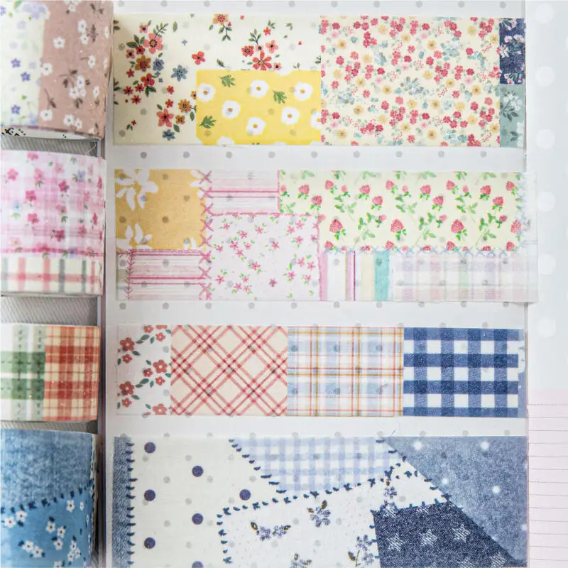 Card Lover 60mm*2m 1 Roll [Patchwork Garden Series] Floral Patchwork Square Fabric Floral Tile Washi Tape Scrapbook Journal