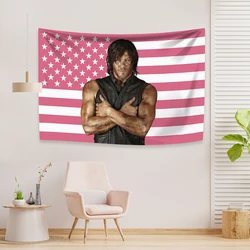 Normans Pink American Flag Wall Tapesrty R-Reedus Home Decor Aethetics Bedroom Dorm Wall Hanging Background Cloth Festival Gift