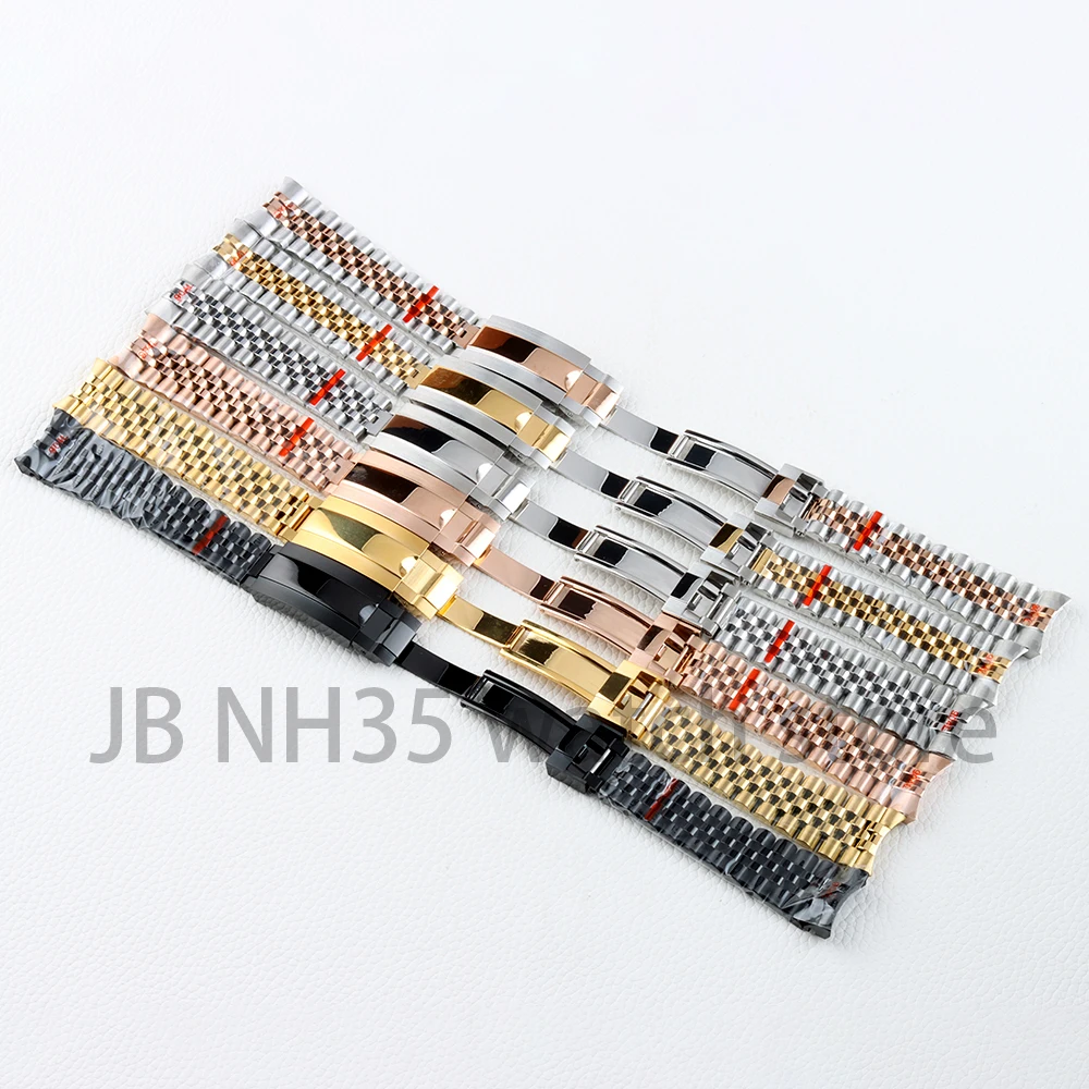Jubilee Bracelet 20mm Width Watchbands Folding Buckle for Datejust SUB GMT Yacht EXP Watch Case Black/Gold PVD Stainless steel