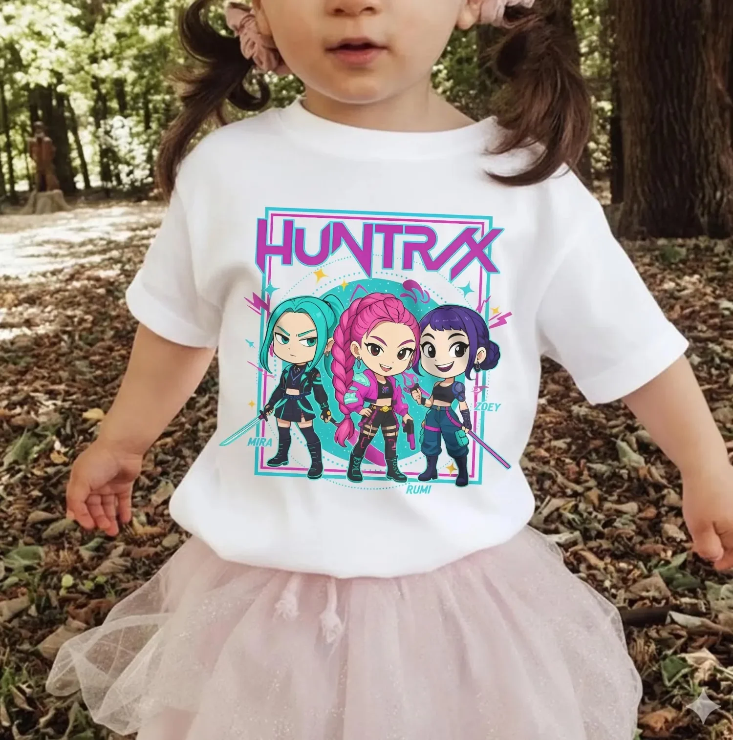 

Новая детская футболка Kpop Devil Hunter 2026, детская футболка Kpop Huntrix, футболка Huntrix Devil Hunter, футболка Mira Rumi Joey